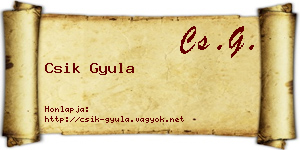 Csik Gyula névjegykártya